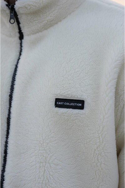 CAST COLLECTİON Erkek Detaylı Beyaz Peluş Ceket