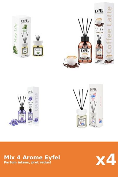Eyfel Set 4 Mix Eyfel: 1x Cafea, 1x Lacramioare, 1x Lavanda, 1x Orhidee