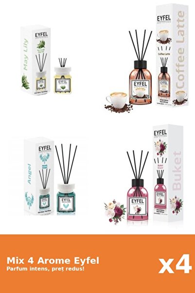 Eyfel Set 4 Mix Eyfel: 1x Angel, 1x Bouquet, 1x Cafea, 1x Lacramioare