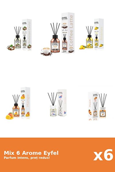 Eyfel Set 6 Mix Eyfel: 1x Ananas, 1x Cafea, 1x Mango, 1x Nuca De Cocos, 1x Or...