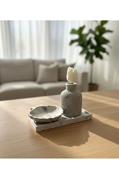 CAST COLLECTİON Set de 3 vaze decorative cu model de marmură