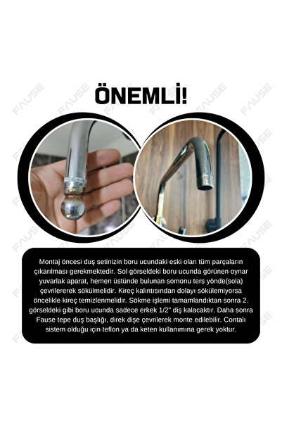 Fause Tepe Duş Başlığı Kare Slim 304 Metal Paslanmaz Çelik 30x30 cm KTD103