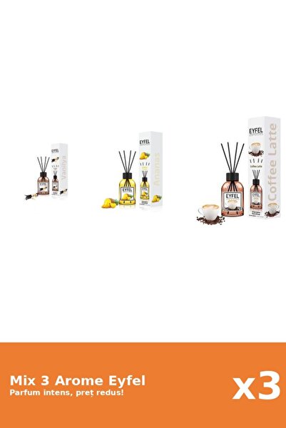 Eyfel Set 3 Mix Eyfel: 1x Ananas, 1x Cafea, 1x Vanilie