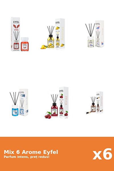 Eyfel Set 6 Mix Eyfel: 1x Ananas, 1x Cirese, 1x Cool Water, 1x Orhidee, 1x Re...