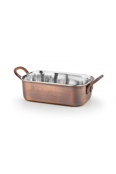 Culinaro Rectangular oven serving tray ANTIQUE stainless steel with copper co...