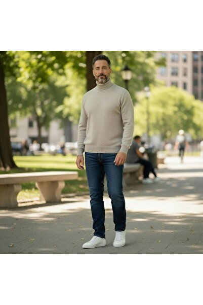 GÖMLEK GALERİSİ سترة رجالية من الصوف بقصة عادية وتصميم مستقيم بنمط نصف صياد