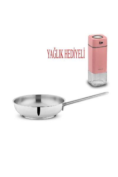Altabi Held Steel Pan 28 cm and Pink Glass Oil Bottle