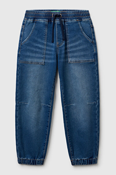 United Colors of Benetton Pantaloni jogger din denim pentru bărbați, cu șnur ...