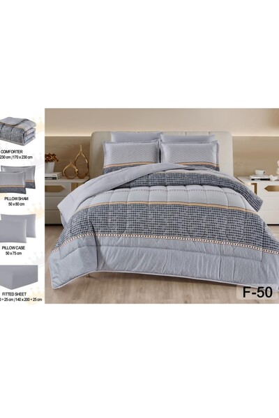 alzawia لحاف نفر 4 قطع منفوخ ميكروفايبر مشجر وجهين