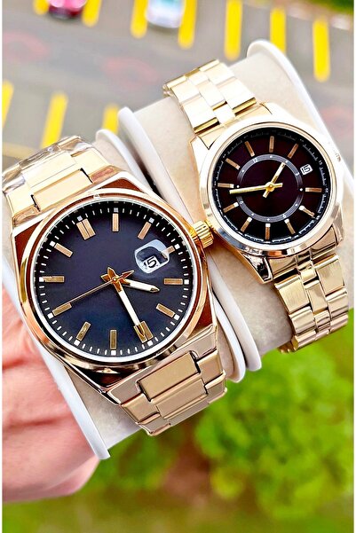 Weluxa Silver Color Black Dial Calendar Lover Couple Wristwatch + Watch Box