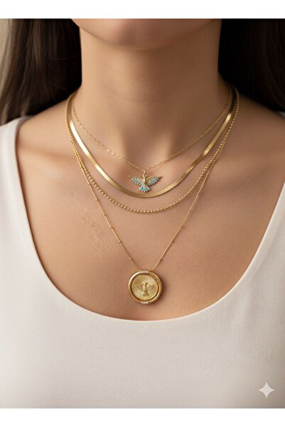 Glowzee Takı & Aksesuar 4 قطع من قلادات الفولاذ بتصميم فينيكس متعددة الموديلات