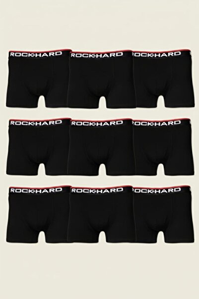 rockhard 9-Pack Black Premium Modal Lycra Men's Boxers - Anti-Sweat Silky Sof...