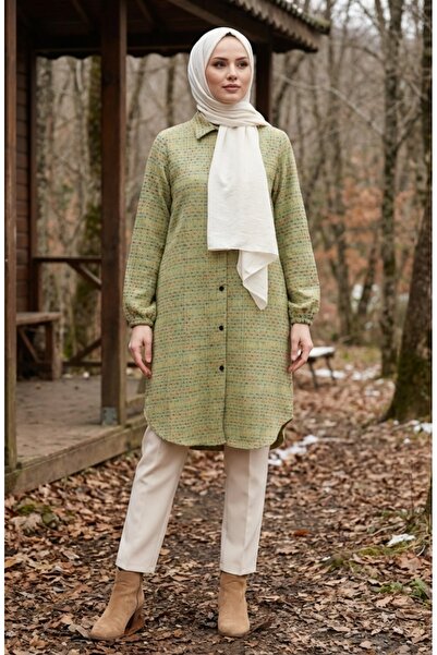 sefamerve Χειμερινό τουνίκ Ξυλοκόπος με κουμπιά 2506-02 Πράσινο λαδί