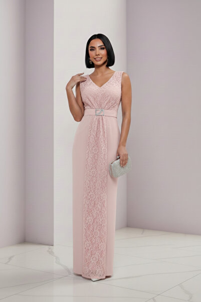 ALFUDO Moda Collection فستان سهرة طويل مزين بالدانتيل