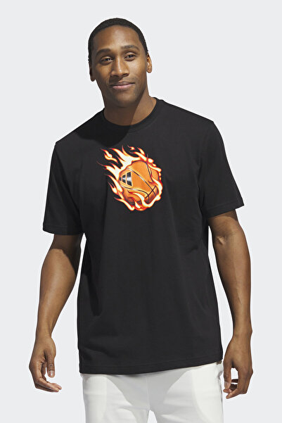 adidas IX0107 ON FIRE G T Siyah Erkek Yuvarlak Yaka Normal Kalıp T-Shirt