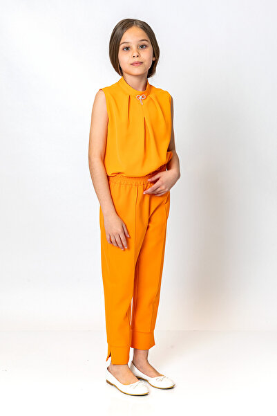 incity Girl's Sleeveless Brooch Detailed Stylish Blouse-New Product