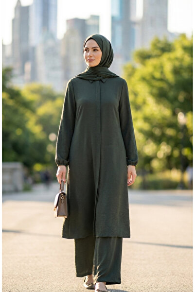 sefamerve Aerobin Fabric Tunic Pants Double Set 4142-06 Dark Green