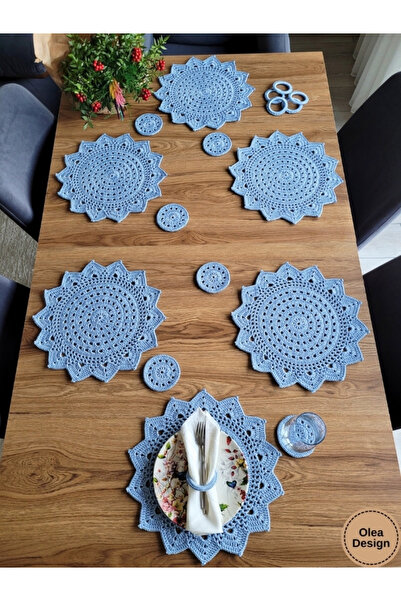 Olea El Örgüsü Supla, Tığ İşi Servis Altlığı/Supla, Çeyizlik Supla, Mavi Güne...