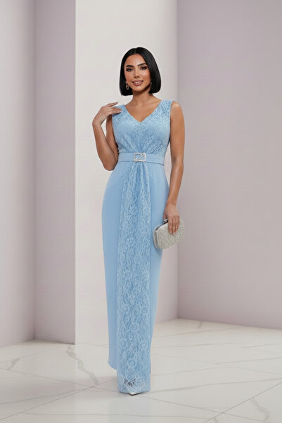 ALFUDO Moda Collection فستان سهرة طويل مزين بالدانتيل