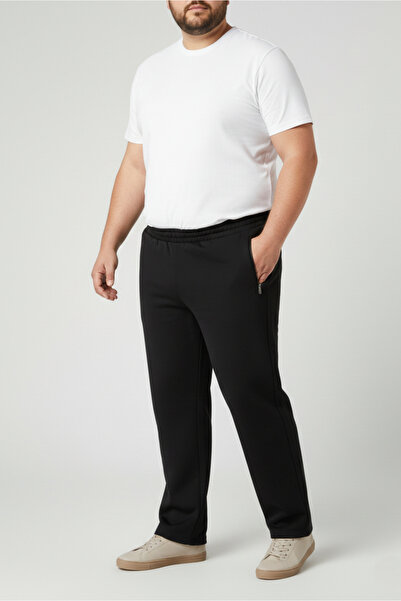 balkonda Men's Sweatpants 3 Thread Oversized Large Size Stretchy Cuffed Leg