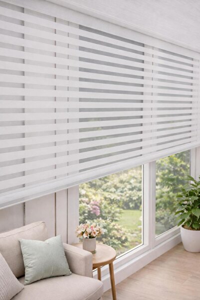 sk plised perde YENİ SEZON ÇİFT MEKANİZMALI TÜL STOR