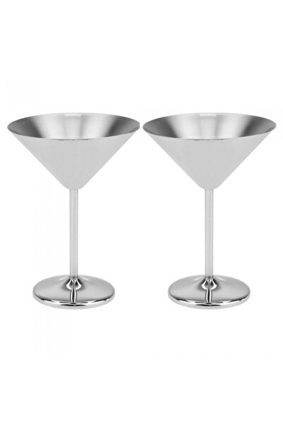 Culinaro Set 2 pahare de martini din inox argintiu Silver 250ml 12xh16cm