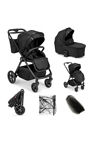 Kidnort 2 in 1 stroller for children, Alskar black, with foldable carrycot, e...