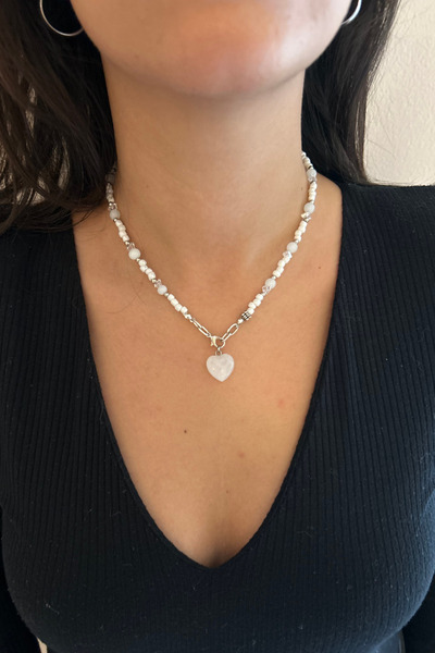 Suerte Accessories Ay Taşı Doğal Taş Kristal Boncuk Silver Aksesuar Ay Taşı K...