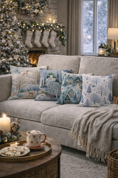 Arancione Co غطاء وسادة مزدوج الجوانب مطبوع مكون من 4 قطع 6AOD14