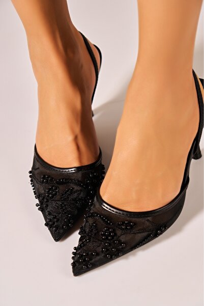 Joana Ozoe Black Trendy Eco Leather Heels Size 38