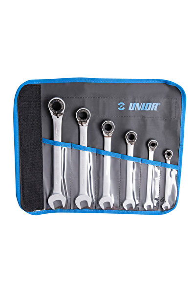 Unior Set de chei combinate forjate cu clichet in husa textila 8 - 19 / 6