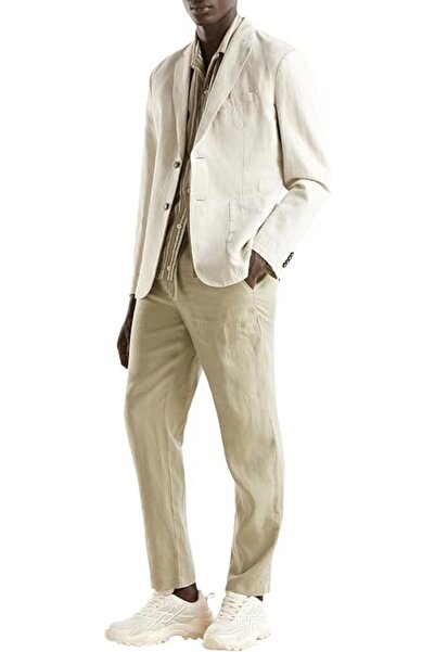 United Colors of Benetton Brown Men's Erk_100% Linen Drawstring Waist Trouser...