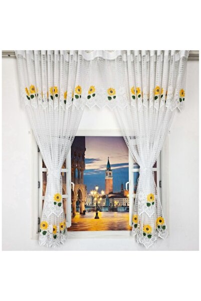 TREI STEJARI Set perdea de Pascani, model 51136, 250 cm x 150 H, alb