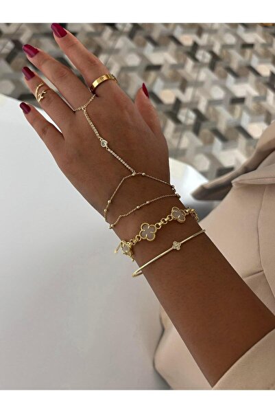 Zuum Accessories Zirkon Tek Taşlı Su Yolu Zincir 14K , Gold , Sarı Renk Çelik...