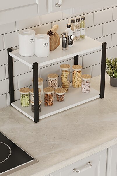 Tedarikcenter 2 Raflı Mutfak Rafı Organizer Tezgah Üstü Raf Çok Amaçlı Mutfak...