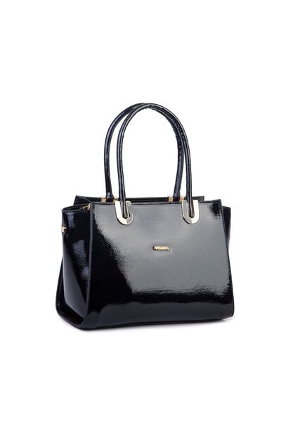 Nas Bag Vera Bag Stylish Women's Hand and Shoulder Bag Black Patent Leather