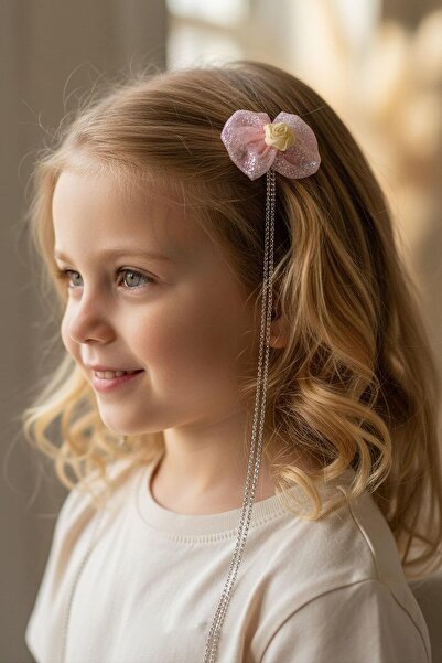 TAKIŞTIR Cvet u boji lososa, figurativni Sa kamenim detaljima dečija bočna kopča