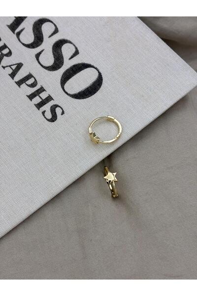 Hedef Bijuteri Gold Color Basic Star Detailed Hoop Model Earrings Cm127