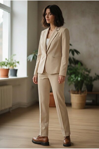 Roosbutik Kadın Klasik Blazer Ceket ve Kumaş Pantolon Takımı