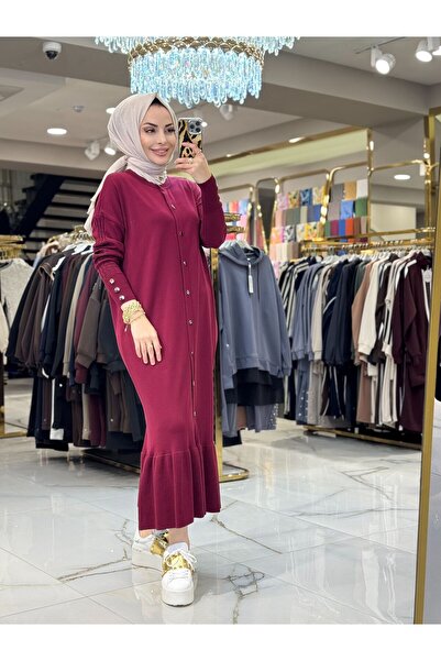 ALANURMODA 048 Eteği Volanlı Çıtçıtlı Uzun Hırk