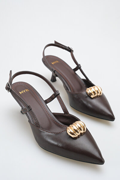 meyra'nın ayakkabıları Women's Buckle Detailed Heeled Shoes Bitter Brown Skin