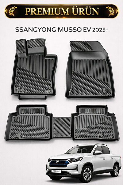 Black Gold Ssangyong Musso EV 2025+ Uyumlu 3D Oto Paspas Premium