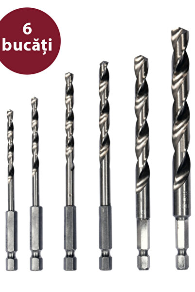 FUGO Set of 6 Professional Drill Bits Hexagonal Shaft HSS | Metal Wood Sandst...