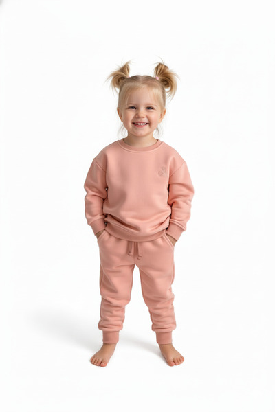 SONGÜLBERİK Girl's Solid Color Tracksuit Set