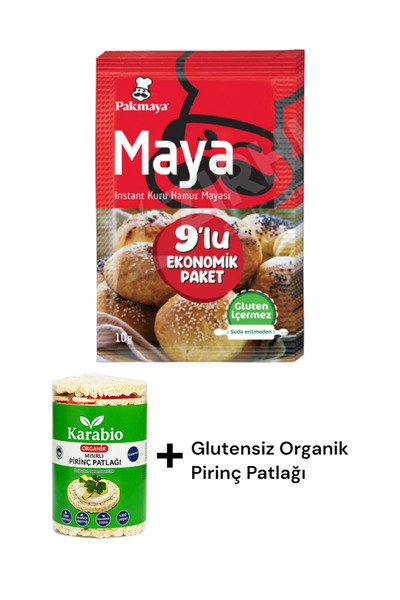 KMS HOME Pakmaya Glutensiz İnstant Maya 10 gr X 9'lu + Karabio Glutensiz Piri...