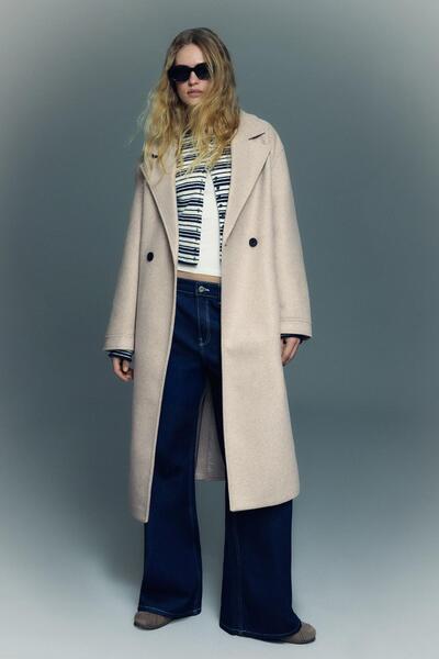 Bershka Yumuşak dokunuşlu kruvaze kaban