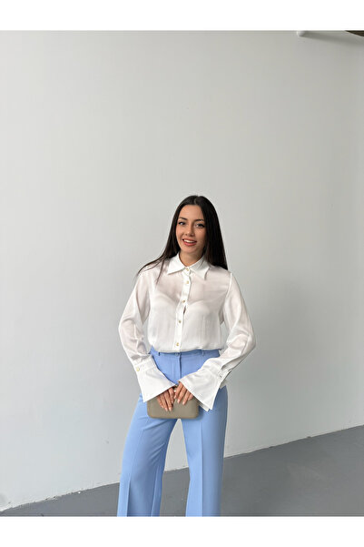 VUNTAL Satin Shirt with Flywheel Sleeve Detail