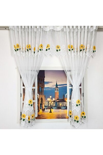 TREI STEJARI Set perdea de Pascani, model 51136, 250 cm x 160 H, alba