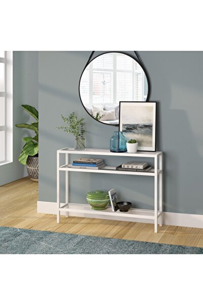 genric 𝐎𝐧𝐞𝐃𝐜𝐨𝐫 Luxury 3-Tier Glass Console Table – Pre-Assembled Entry...