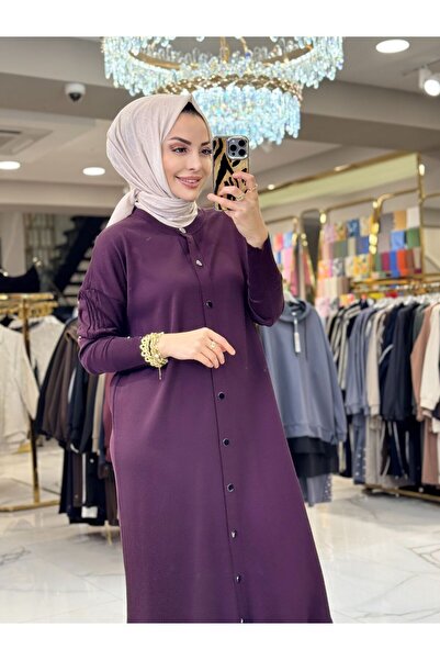 ALANURMODA 048 Μακριά ζακέτα με βολάν και κουμπωτά κούμπωμα